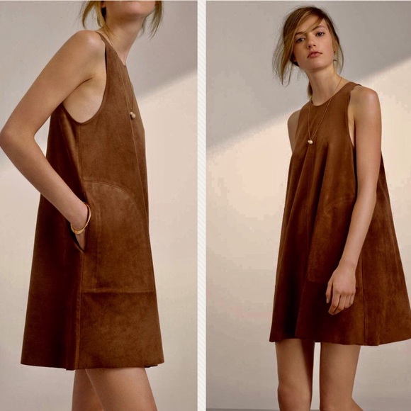 Aritzia Dresses & Skirts - WILFRED - Trompette Dress Brown Suede, Size M